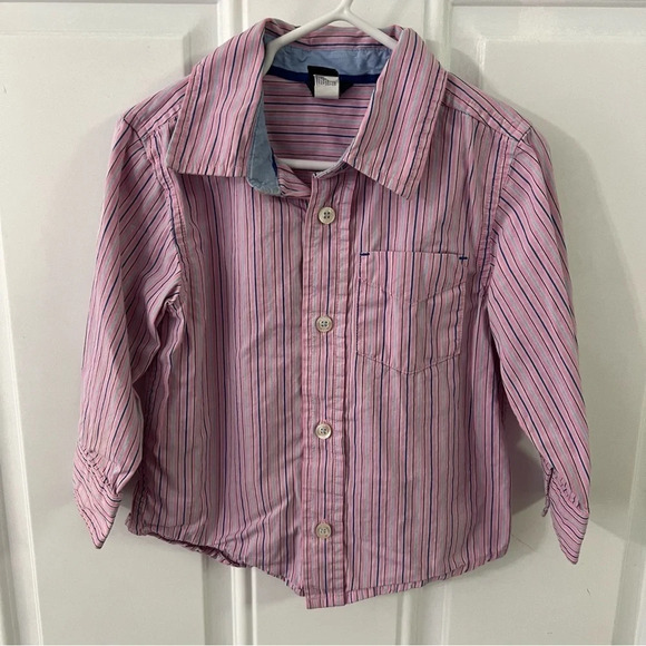 Baby Gap toddler boys 2 years 2T pink blue stripe dress shirt - Picture 4 of 8
